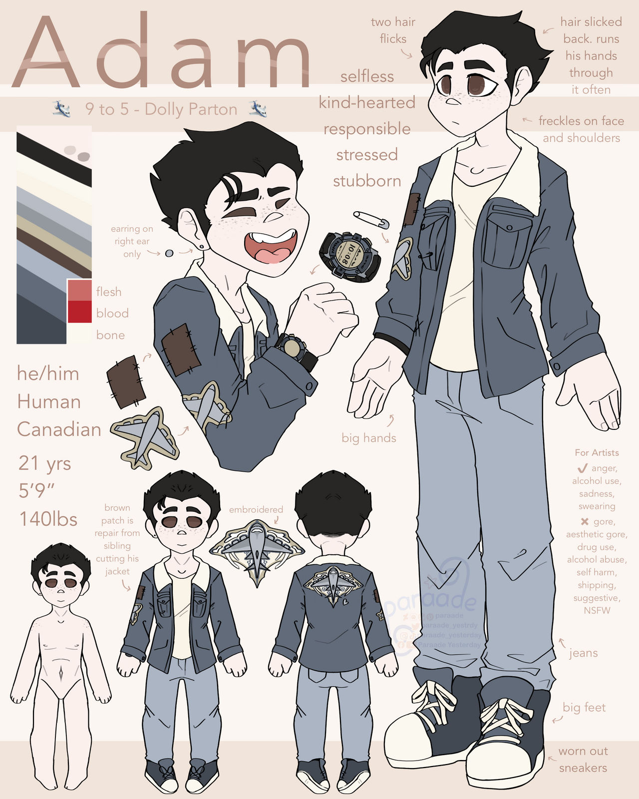 Adam Reference Sheet by paradeyesterday on DeviantArt