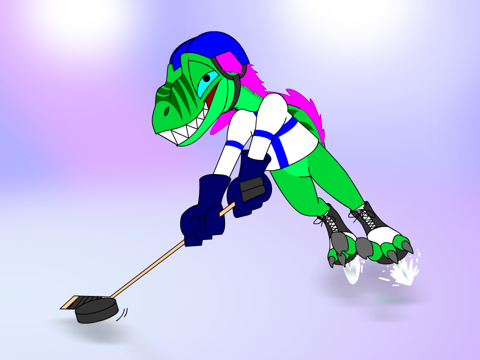 A green raptor in a blue-white team by GWKTM
