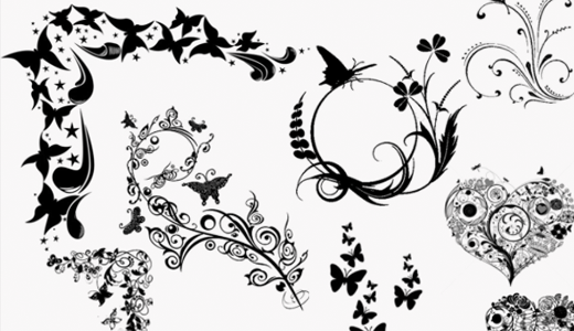 GIMP Hearts and Butterflies Brushes