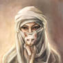 Portrait of arabic woman with cat