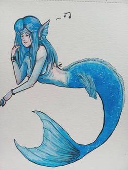 Blue Mermaid waiting for her Red Pirate