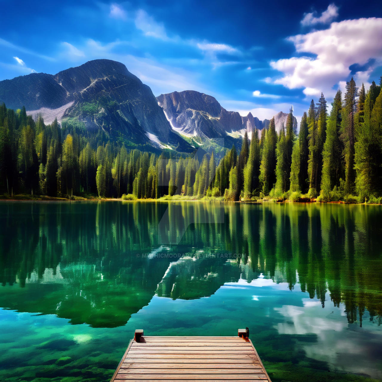 Whispering Pines Lake by MythicMoorArt on DeviantArt