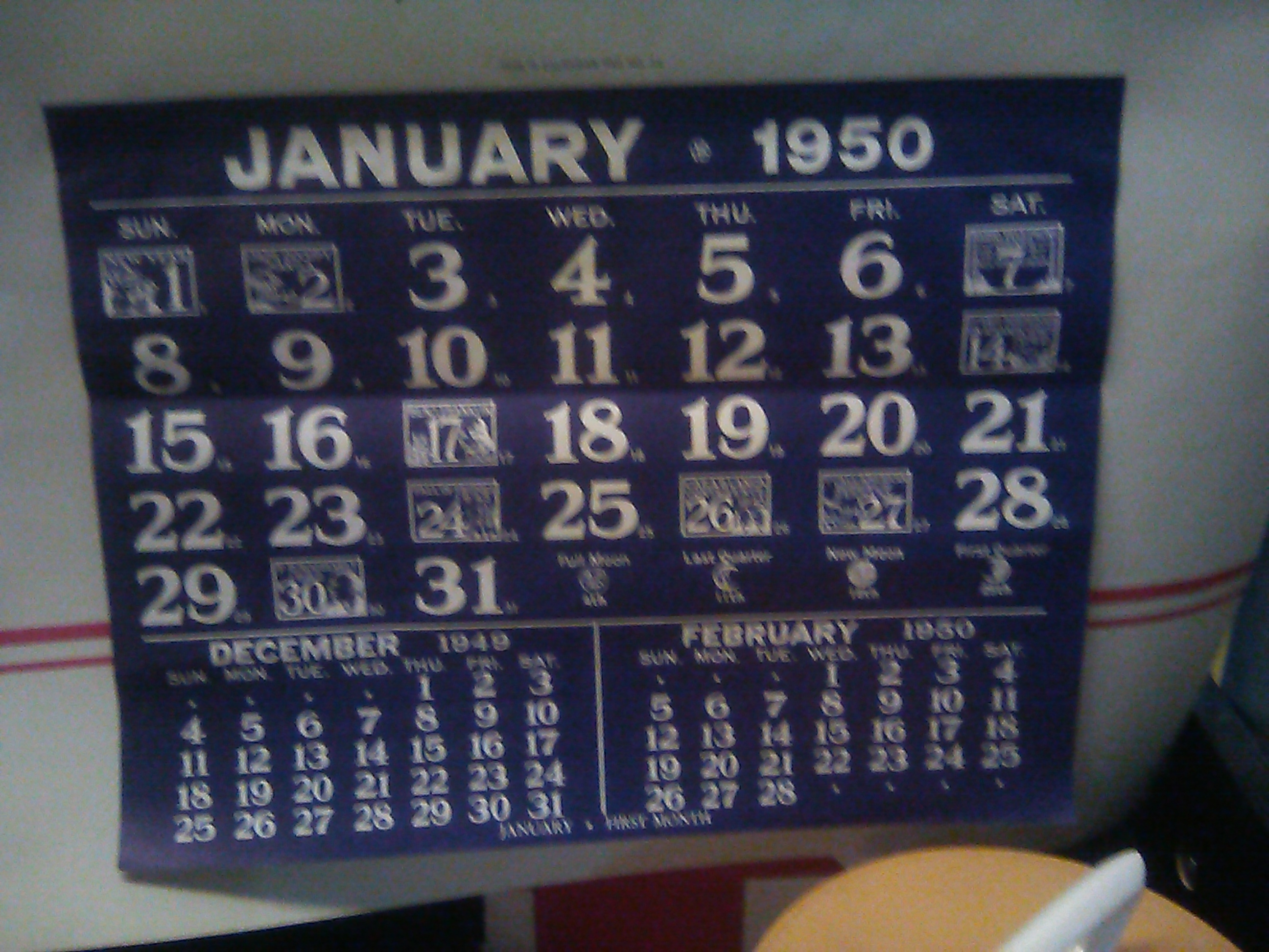 1950 Wall Calender