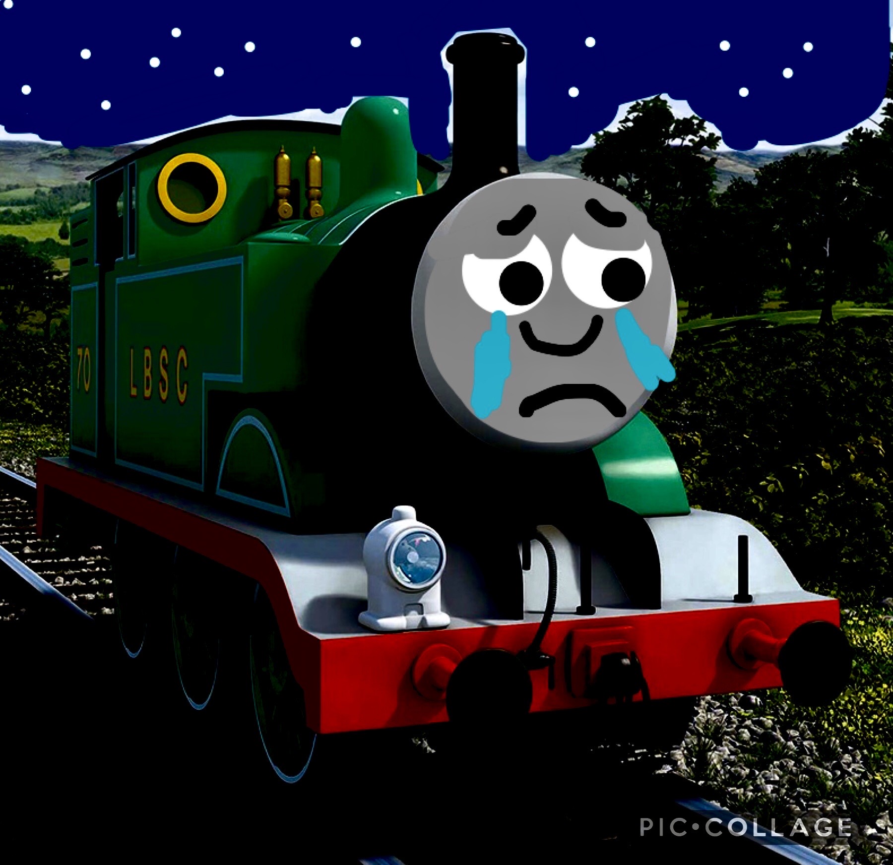 thomas the tank engine on fire as the 4 horsemen of