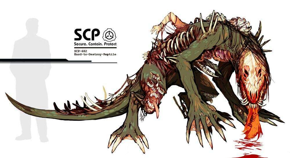 SCP-682 Normal and Humanoid Form by jordanli04 on DeviantArt