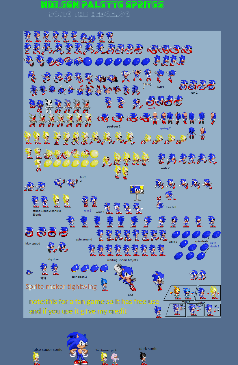 Modgen Sonic Sprites Sheet Remastered by SonicFanSheet on DeviantArt