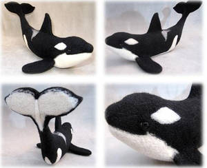 Black and White Needle Felted Killer Orca Whale