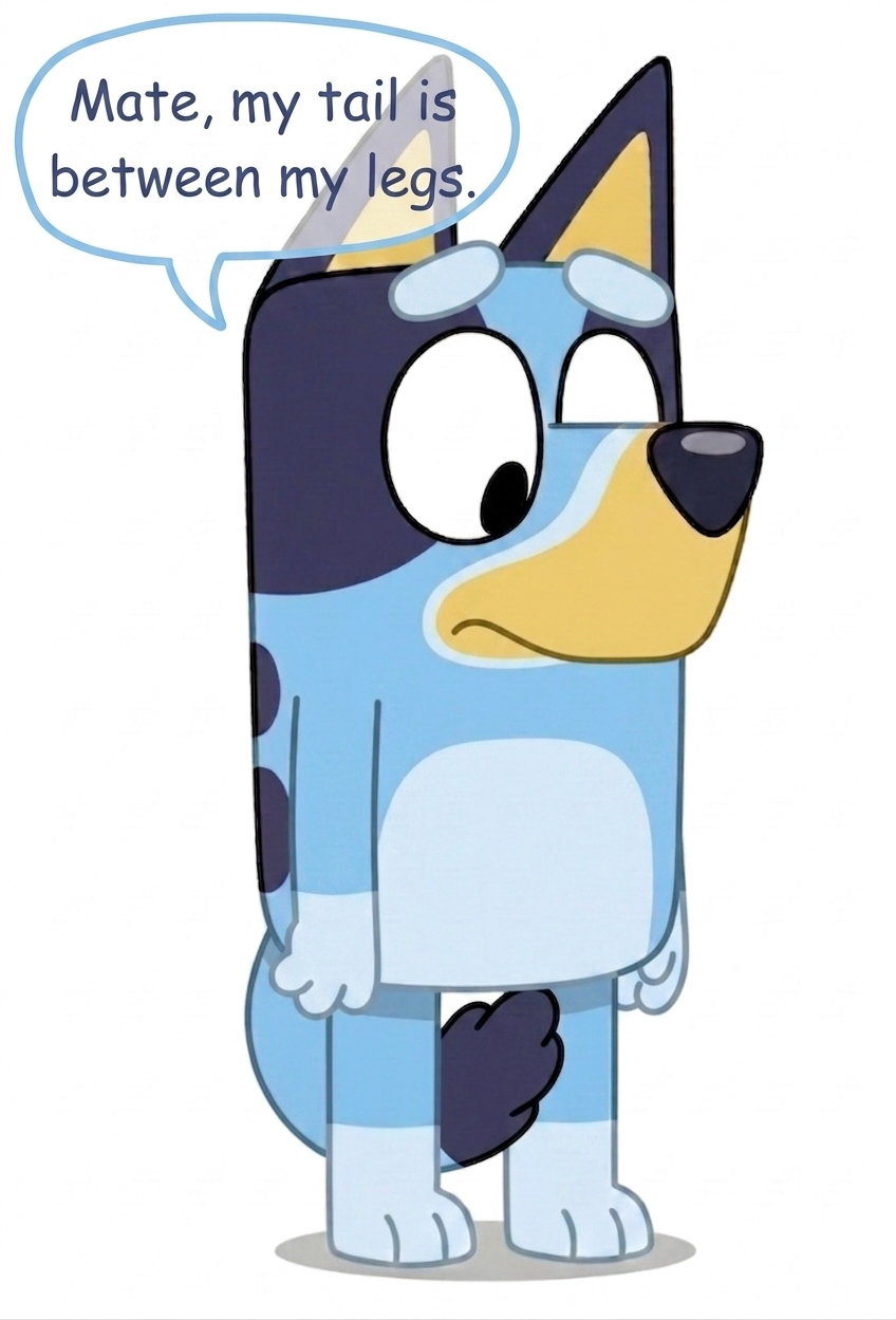 Bluey Leg Shell Bluey's tail is between her legs by TimothyHofhansl on DeviantArt