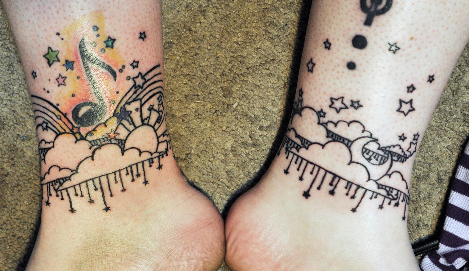 Kawaii Day/Night half-band inner ankle Tattoos by XenOhm on DeviantArt