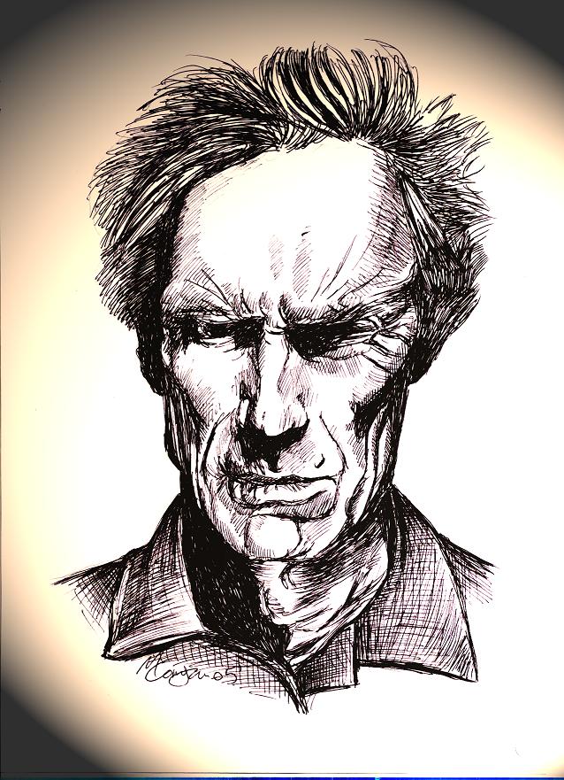 Clint Eastwood line drawing