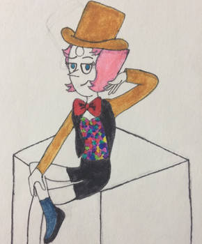 Pearl dressed like Columbia from Rocky Horror