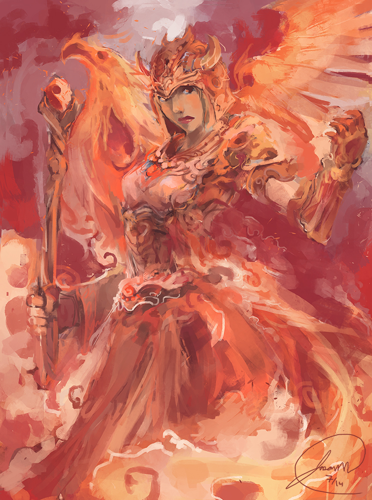 Anime Female Fire Mage.