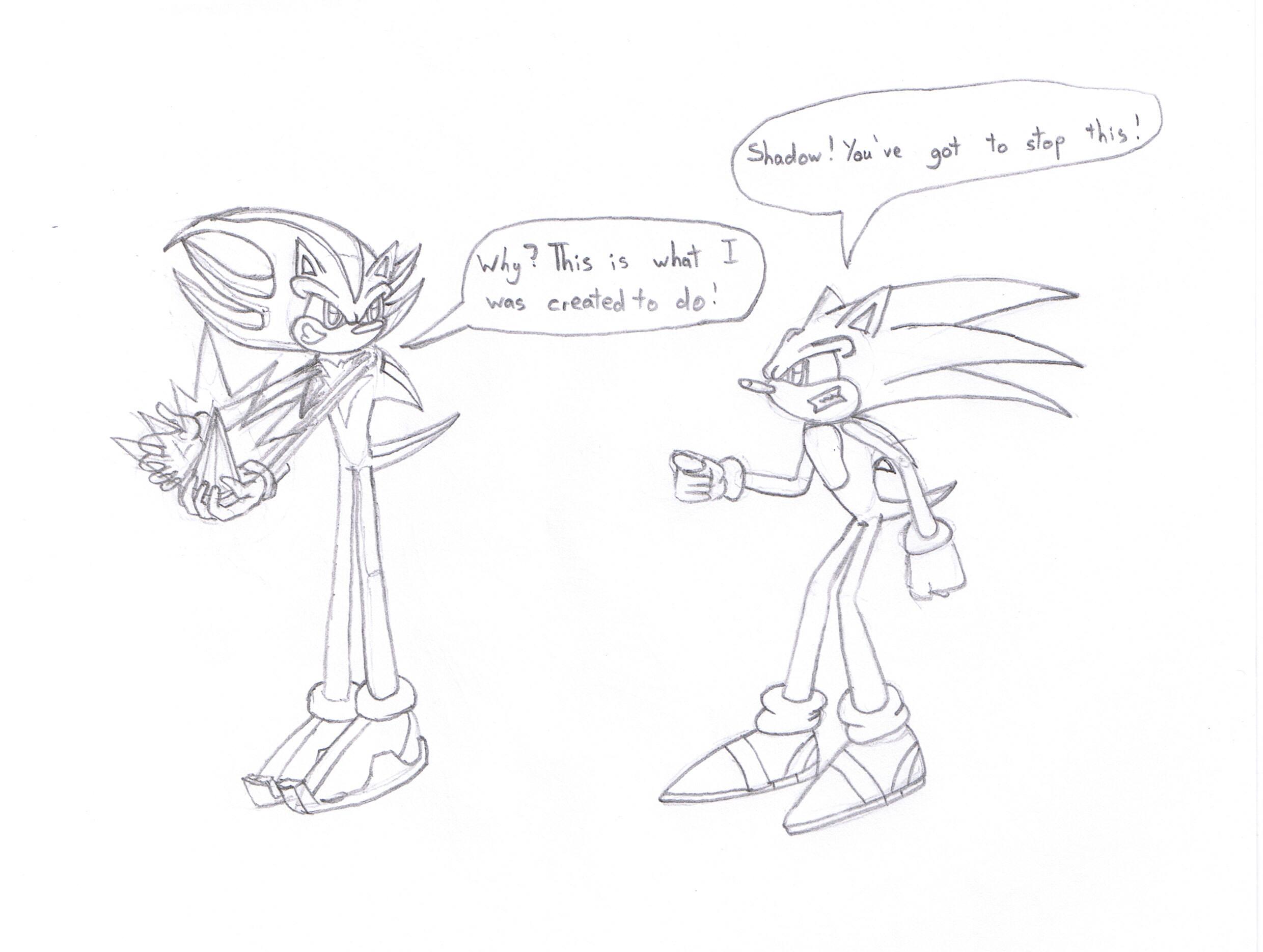 Sonic confronting Shadow