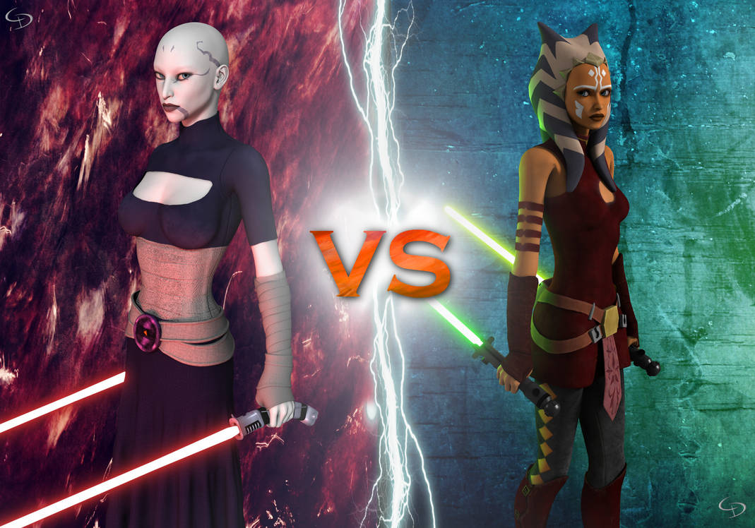 Asajj VS Ahsoka by AlairaArt