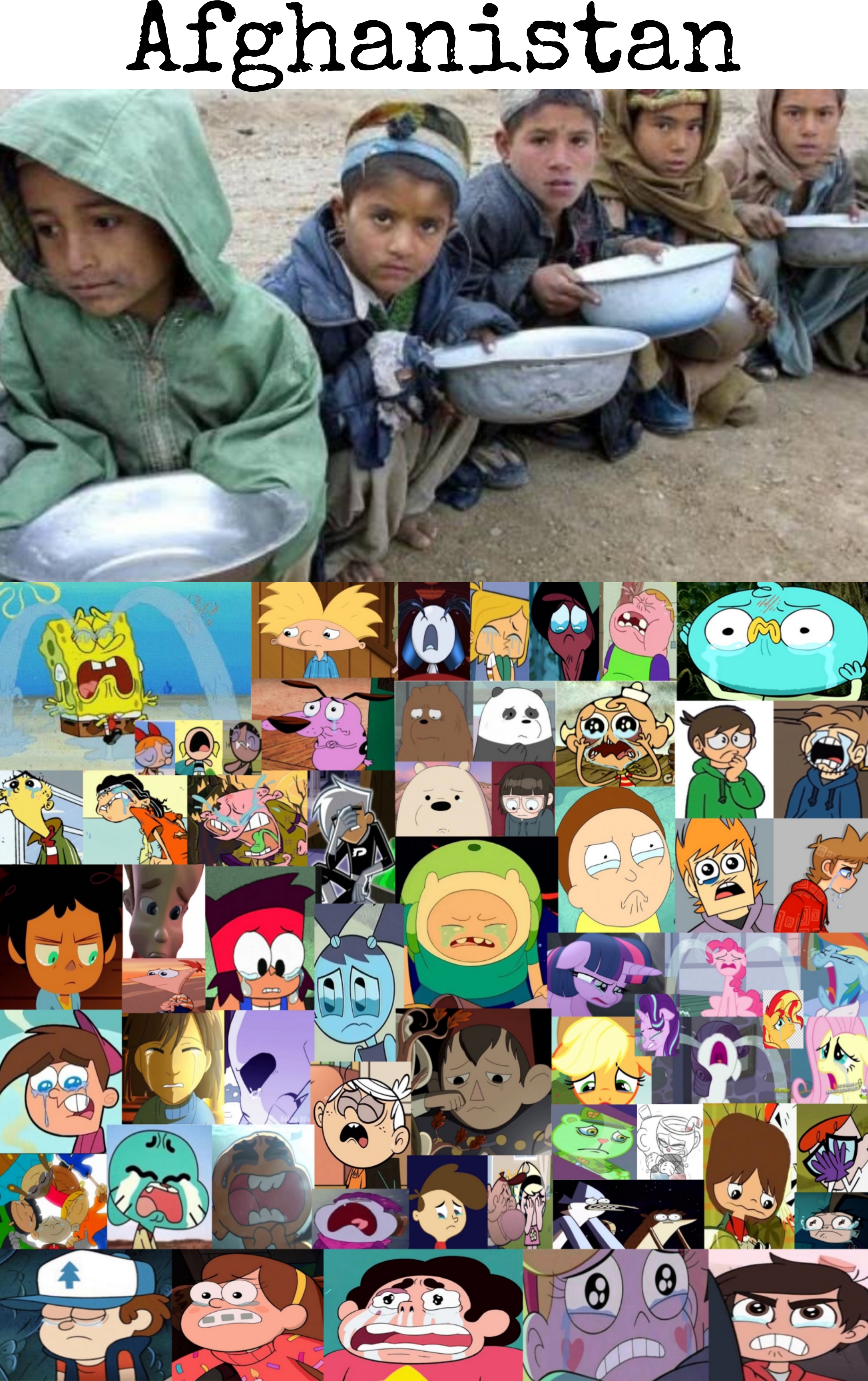 Cartoon Characters Crying at Poor Afghan kids by Mamlukzilla on DeviantArt