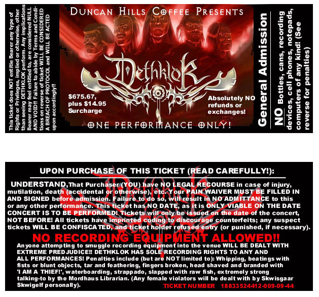 Dethklok Concert Ticket