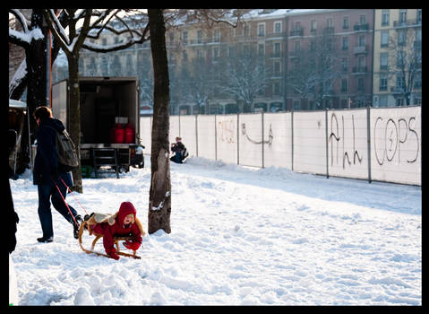 This is how people carry their children in Geneva.