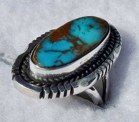 Blue and Rich Golden Brown Royston Turquoise ring