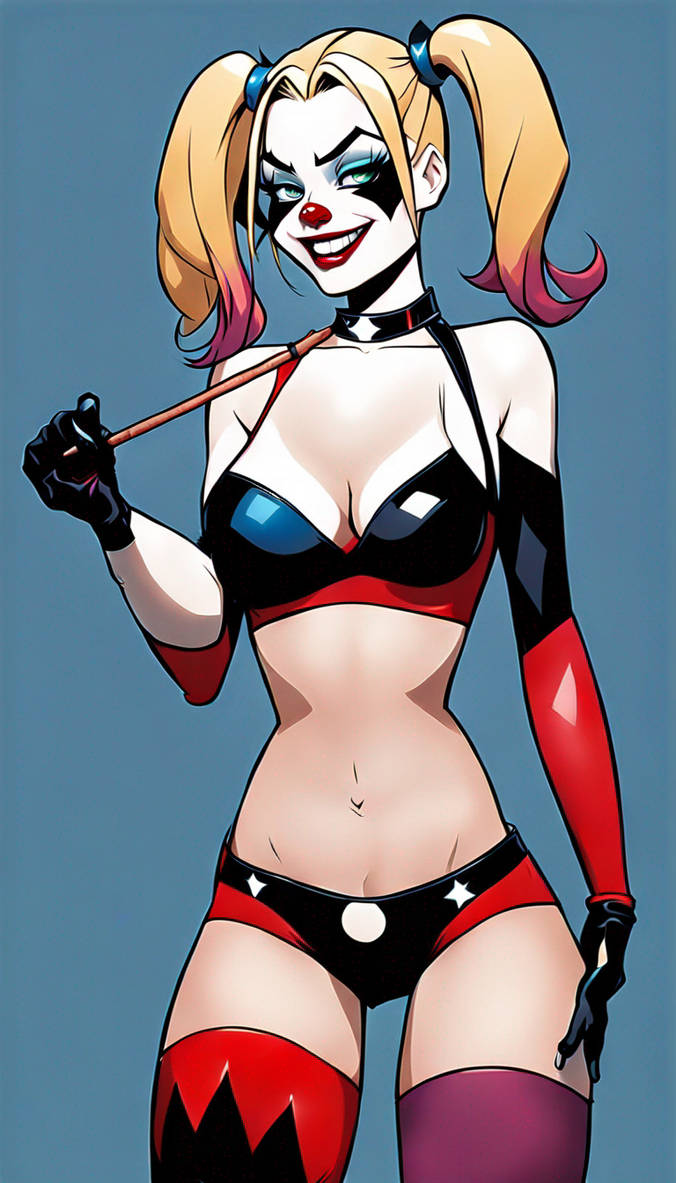 Sexy cartoon Harley Quinn wearing her panties