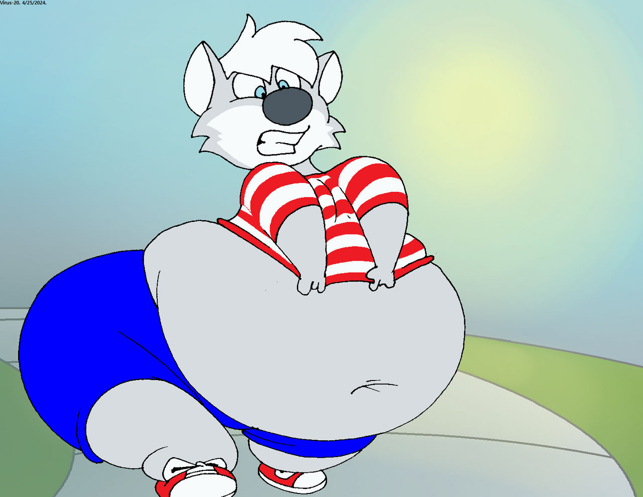 Fat Willy Wolf Struggles To Keep Shirt Down. by Virus-20 on DeviantArt