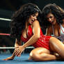 In 1985 2 beautiful, curvaceous Maltese women aged 35 with lustrous curly tousled black hair in a 19