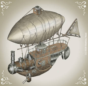 Flying steam boat colored