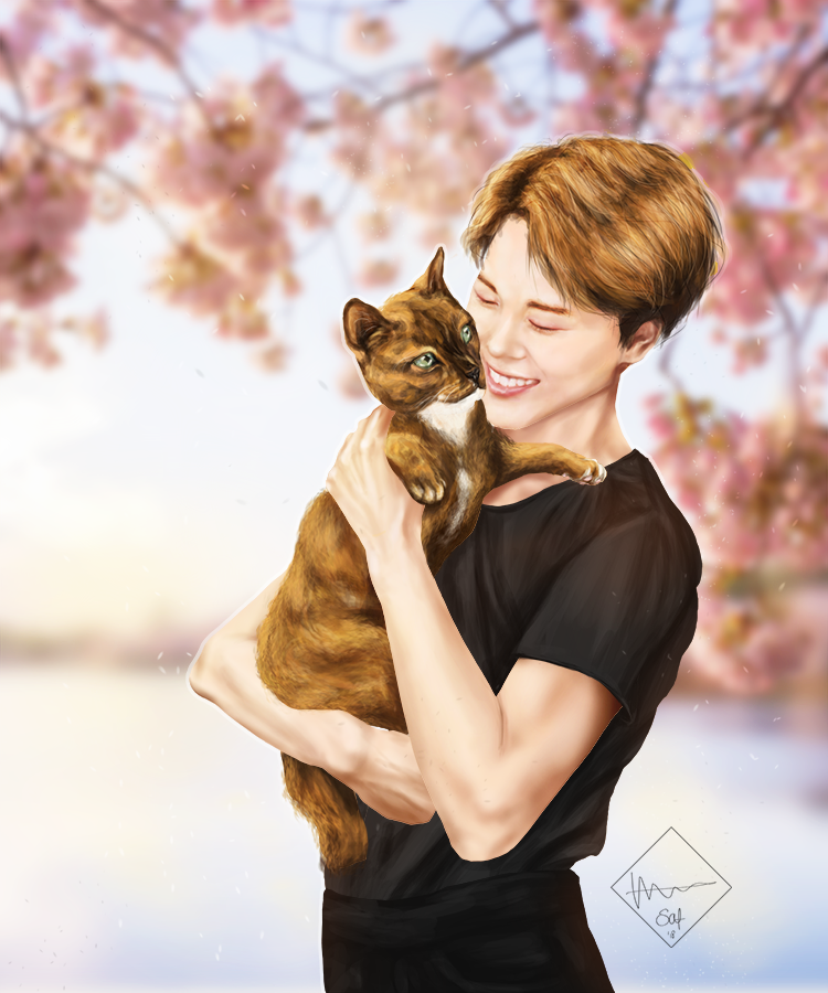 Jimin and a cat by Saferion on DeviantArt Jimin and a cat by Saferion on DeviantArt