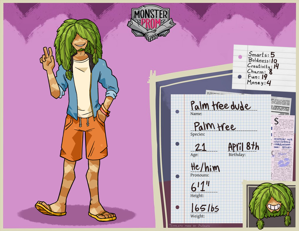 Monster prom oc Palm tree dude by yellowpy on DeviantArt
