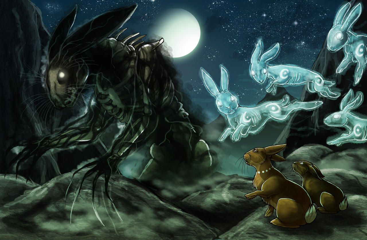 Achra Rabbit El-ahrairah and the Black Rabbit of Inle by LadyFiszi on DeviantArt