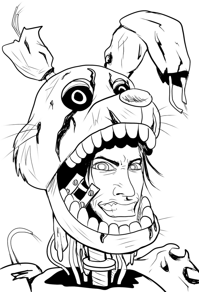 Springtrap Mask Off Springtrap - Off with the mask - lineart by LadyFiszi on DeviantArt