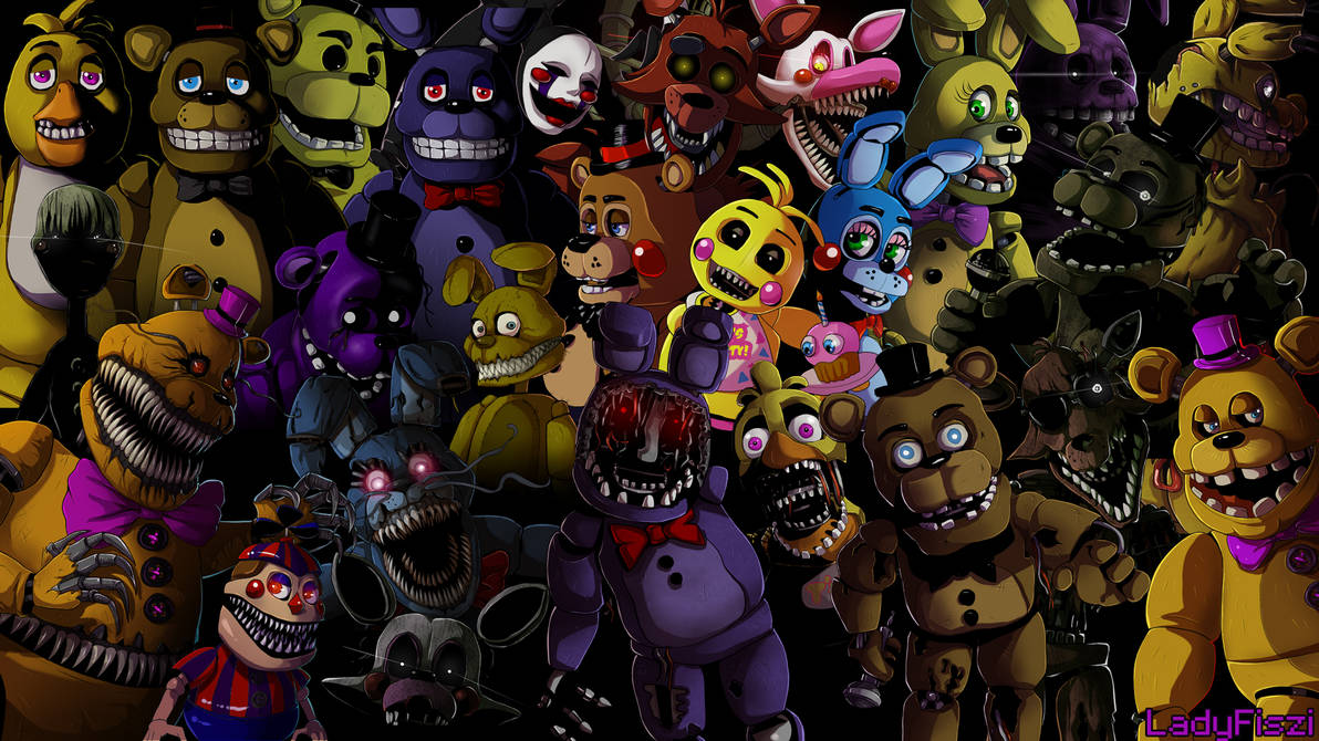 Five nights at Freddy's animatronics wallpaper by LadyFiszi