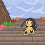 Mimi on a staircase