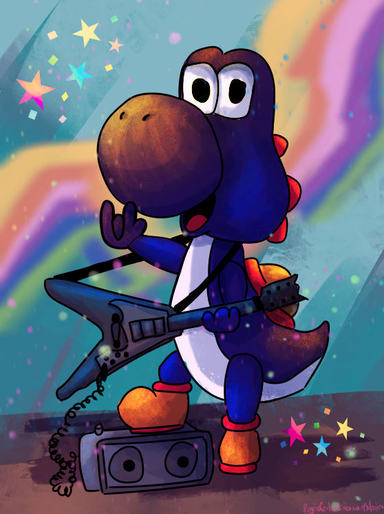 Yoshi the rockstar Collab with PsychoCarlos by RainbowPhilosopher on ...