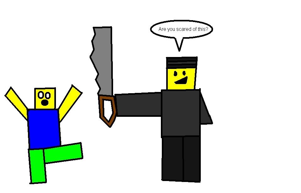 Themariosonic15 Is Making Noob Scared Of The Saw By Avgn - roblox noob skin clipart black and white