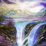 Sunrise Valley Falls - Pastel Artwork by Dan Seitz