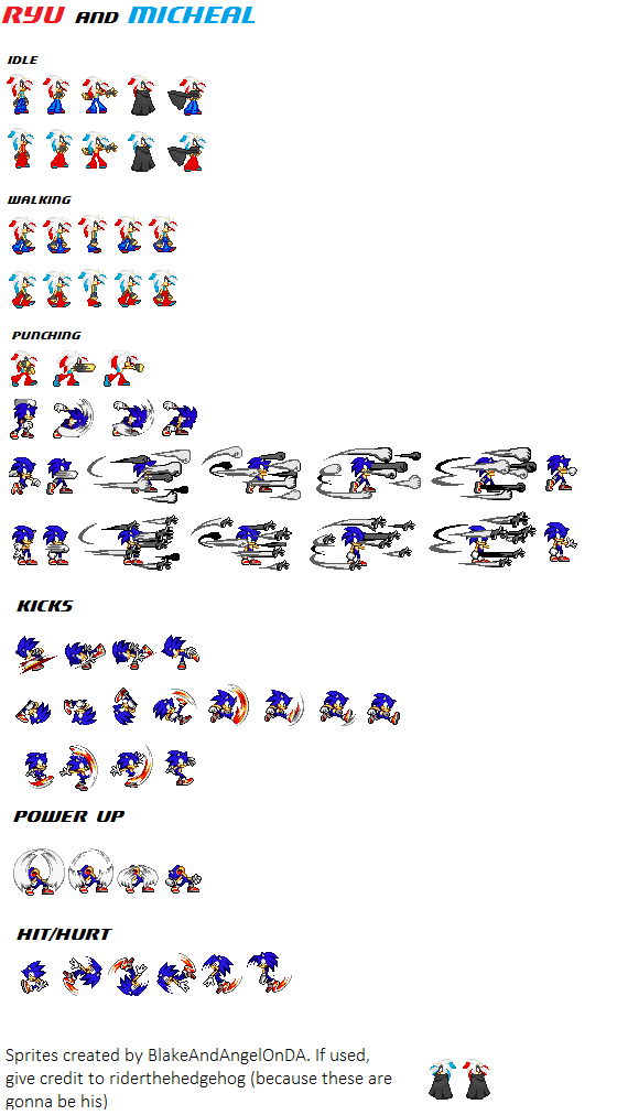 Ryu And Michael Sprite Sheet (incomplete)