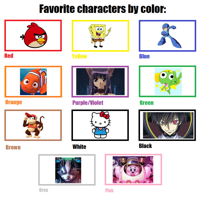 Favorite Characters by Colors (3) by jlanglet on DeviantArt