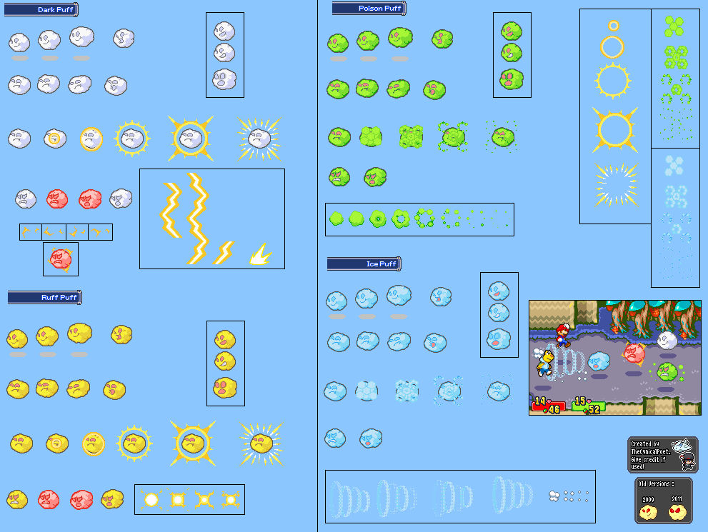 Mario Ruff Puff MLSS - Ruff Puffs + Other Varients by TheCynicalPoet on DeviantArt