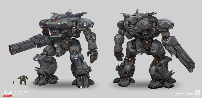 wallpapers Doom Eternal Atlan Mech digital artist deviantart