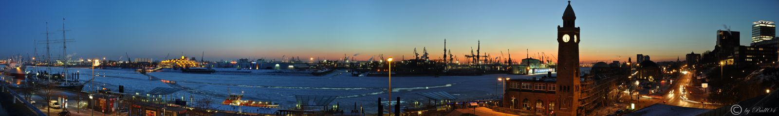 Hamburg Harbor Sunset Panorama