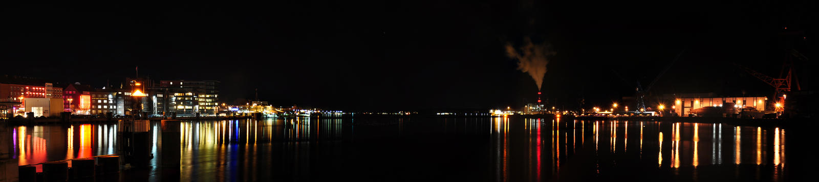 Night Panorama view Kiel Fjord