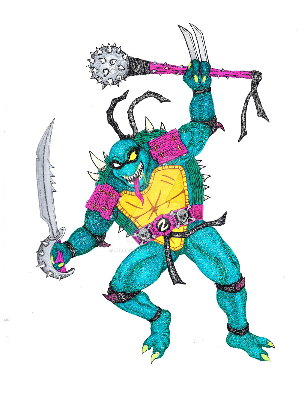 Slash TMNT Pen and Ink by JesseAllshouse on DeviantArt