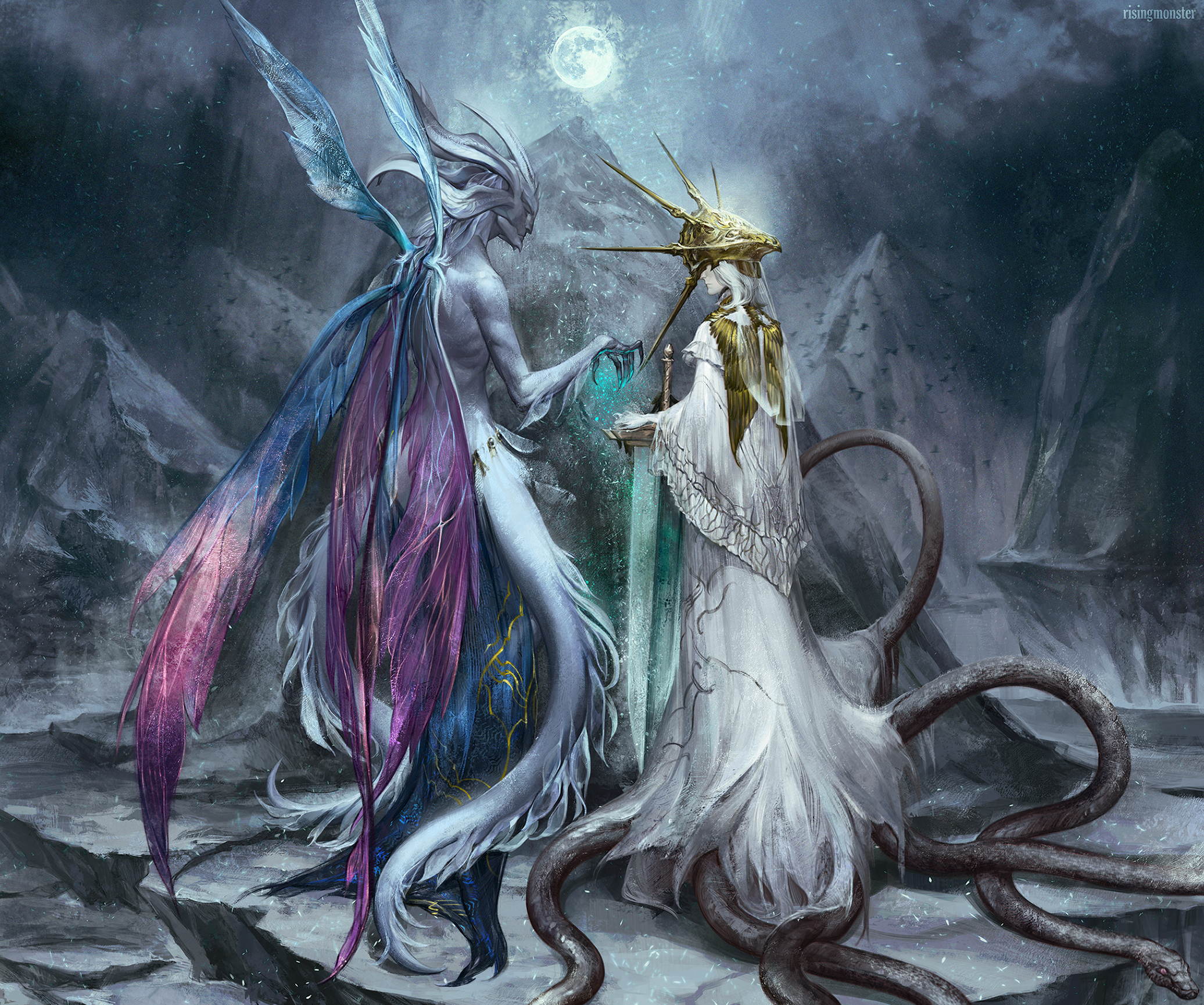 Dark Souls Seath the Scaleless and Gwyndolin