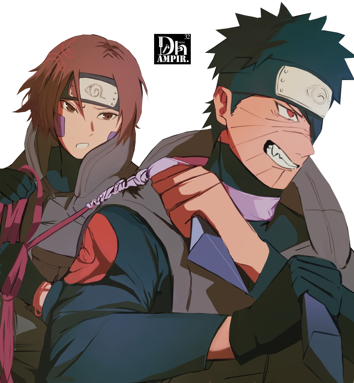 uchiha obito and nohara rin (naruto and 1 more) drawn by mil_k_vanilla