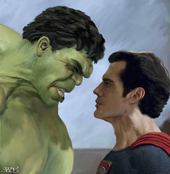 Hulk vs Superman by Mark Spears