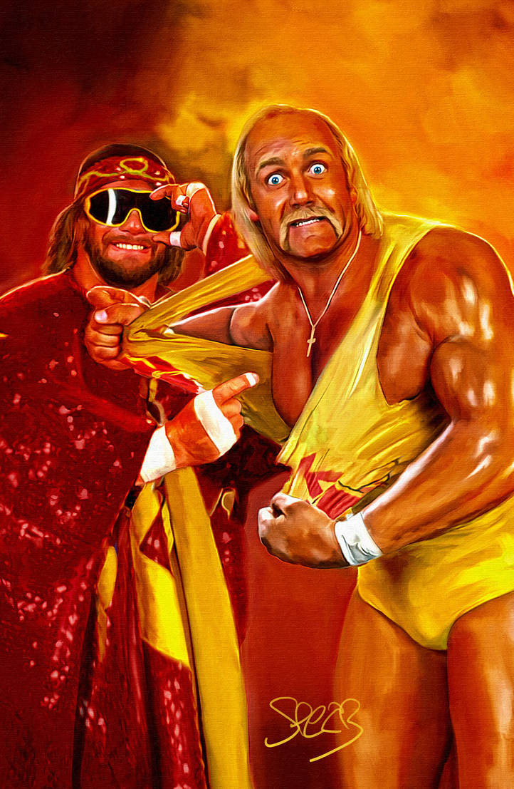 Mega Powers Hulk Hogan Macho Man Randy Savage by MarkSpearsArt on
