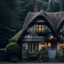 A quaint rustic cottage with a thatched roof ai