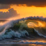 A raging tornado of sea foam and waves