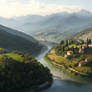 An idyllic Italian landscape with a winding river
