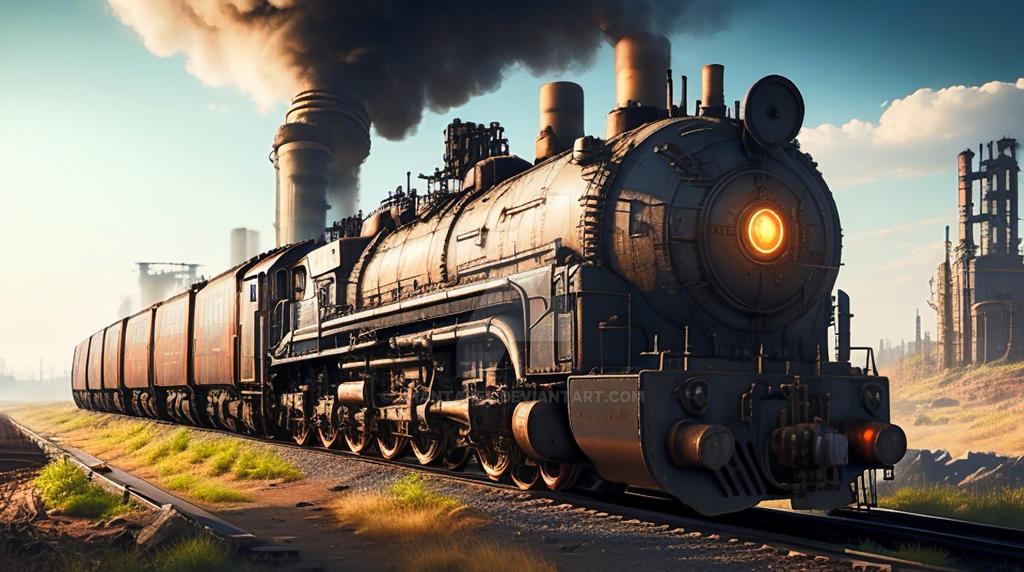 A technopunk train its engine rumbling by jhantares on DeviantArt